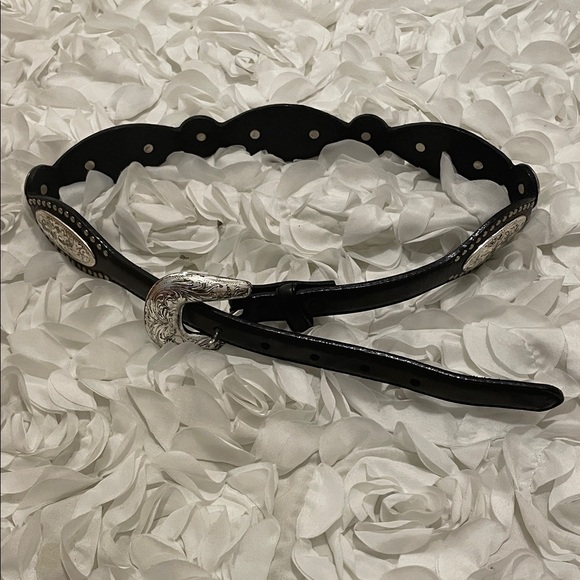 Tony Lama Accessories - Tony Lama Black Belt with Ornate Silver Buckle